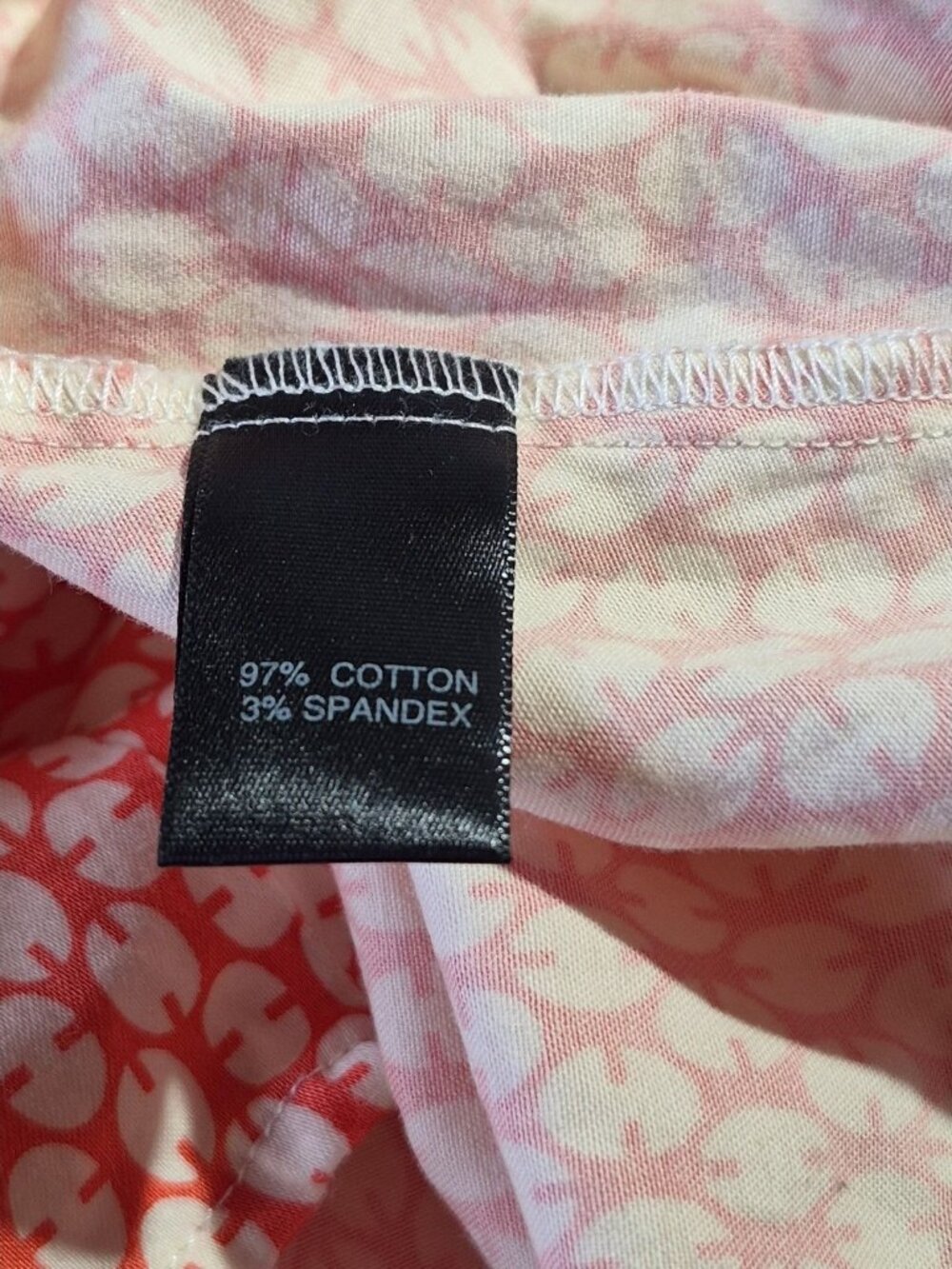 Avenue Stretch Cotton Blouse Size 26 (4X) Peach and Cream Short Sleeve - Picture 7 of 8